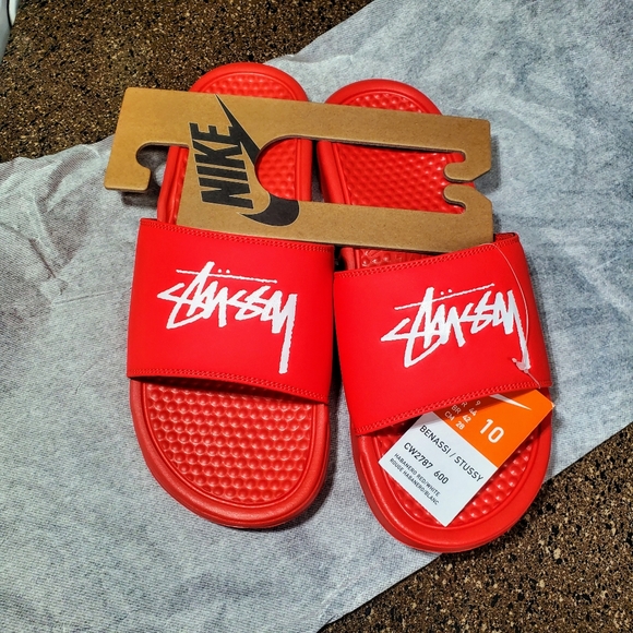 Nike Benassi X Stussy slides RED - Picture 11 of 12